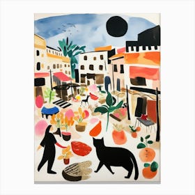 The Food Market In Mallorca 2 Illustration Canvas Print