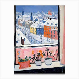 The Windowsill Of Nuremberg   Germany Snow Inspired By Matisse 2 Canvas Print