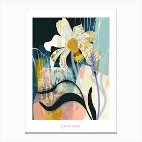 Colourful Flower Illustration Poster Oxeye Daisy 2 Canvas Print