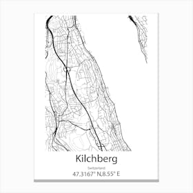 Kilchberg,Switzerland Minimalist Map Canvas Print