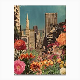 San Francisco   Floral Retro Collage Style 4 Canvas Print