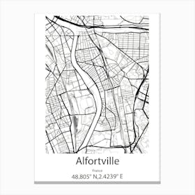 Alfortville,France Minimalist Map Canvas Print