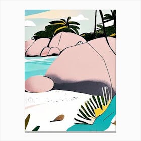 La Digue Island Seychelles Muted Pastel Tropical Destination Canvas Print