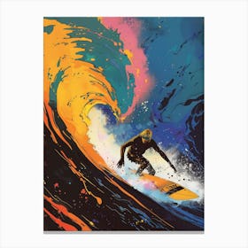 Surfer In The Colourful Wavy Sea Canvas Print