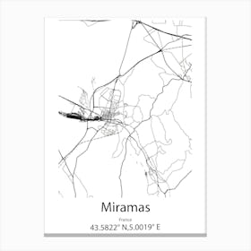 Miramas,France Minimalist Map Canvas Print