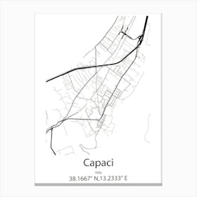 Capaci,Italy Minimalist Map Canvas Print