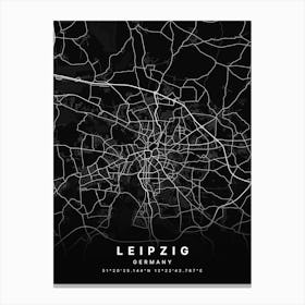 Leipzig Germany Black Map Canvas Print