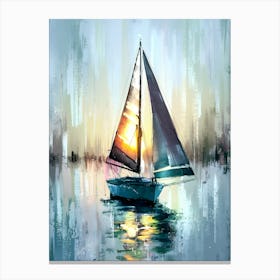 Sailboat At Sunset 1 Canvas Print