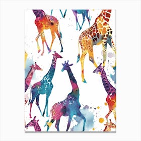 Giraffe Watercolour Colourful Pattern 2 Canvas Print