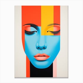 Geometric Red Blue Yellow Face Canvas Print