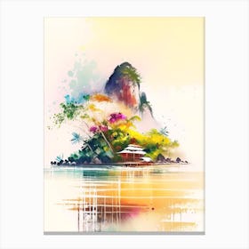 Koh Yao Noi Thailand Watercolour Pastel Tropical Destination Canvas Print