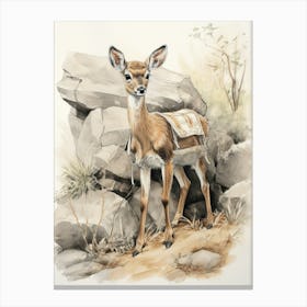 Storybook Animal Watercolour Gazelle 1 Canvas Print