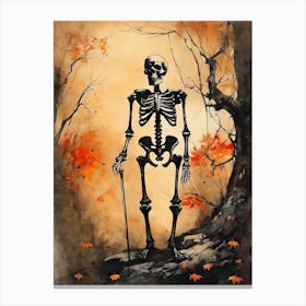 Vintage Halloween Gothic Skeleton Painting (9) Canvas Print