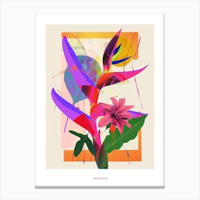 Heliconia 2 Neon Flower Collage Poster Canvas Print