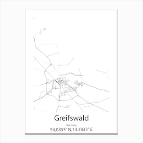 Greifswald,Germany Minimalist Map Canvas Print