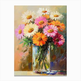 Glass Vase With Bouquet Gerbera Flowers Canvas Print