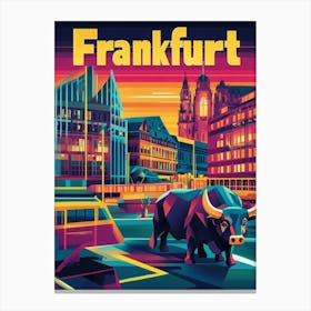 Aihrgdesign A 1970s Inspired Travel Poster For Frankfurt 3 Canvas Print