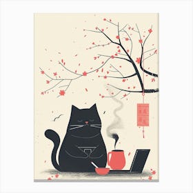 Cat On A Laptop Canvas Print