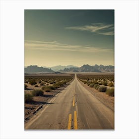 Empty Road In The Desert Canvas Print