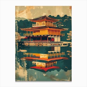 Golden Palace Of Kyoto Mid Century Modern Travel Canvas Print