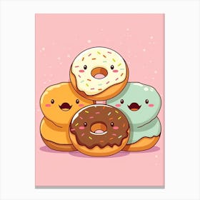 Cute Donuts Singing Canvas Print