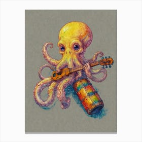 Octopus Playing Guitar 2 Canvas Print