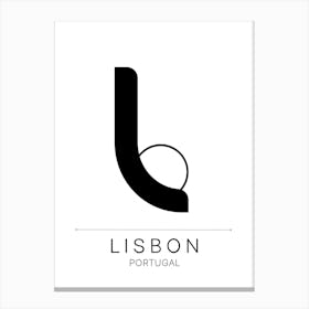 Lisbon City Typography Canvas Print