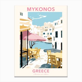 Mykonos, Greece, Flat Pastels Tones Illustration 4 Poster Canvas Print