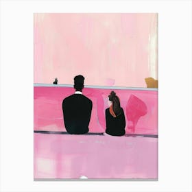 Couple Sitting On Pink Wall Canvas Print