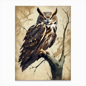 Whispers of Dusk: The Owl’s Silent Vigil Canvas Print