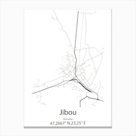 Jibou,Romania Minimalist Map Canvas Print