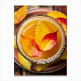 Autumn Leaves In A Glass Canvas Print