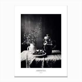 Poster Of Amantea, Italy, Black And White Photo 3 Canvas Print