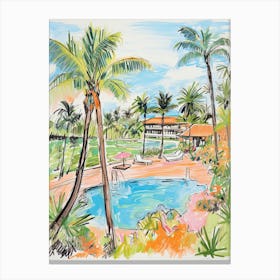 Four Seasons Resort Hualalai   Kailua Kona, Hawaii   Resort Storybook Illustration 2 Canvas Print