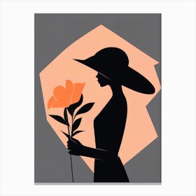 Stylized Lady with Flower Canvas Print
