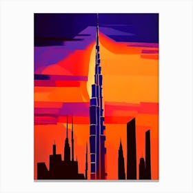 Burj Khalifa Geometric Sunset Canvas Print