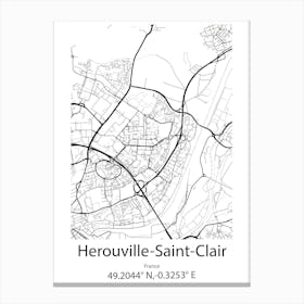 Herouville Saint Clair,France Minimalist Map Canvas Print