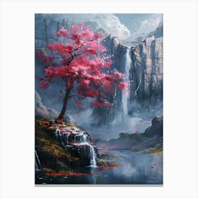 Waterfalls In The Mountains Canvas Print