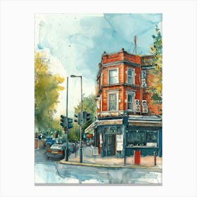 Haringey London Borough   Street Watercolour 3 Canvas Print