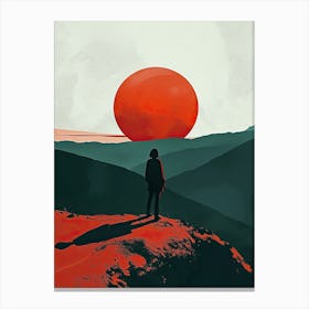 Sunset In The Mountains, Boho 1 Canvas Print