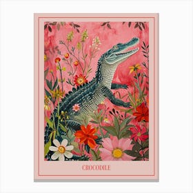 Floral Animal Painting Crocodile 1 Poster Canvas Print