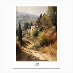 Umbria, Italy 2 Watercolor Travel Poster Canvas Print