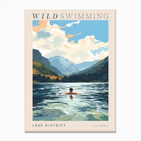Wild Swimming At Lake District Cumbria Poster Canvas Print
