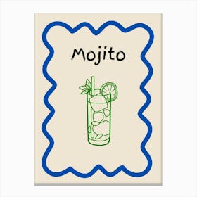 Mojito Doodle Poster Blue & Green Canvas Print