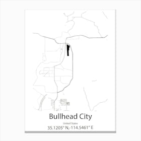 Bullhead City,United States Minimalist Map Canvas Print