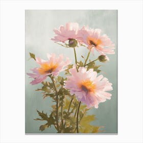 Aster Flowers Acrylic Pastel Colours 2 Canvas Print