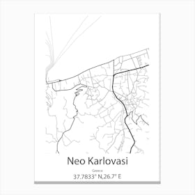 Neo Karlovasi,Greece Minimalist Map Canvas Print