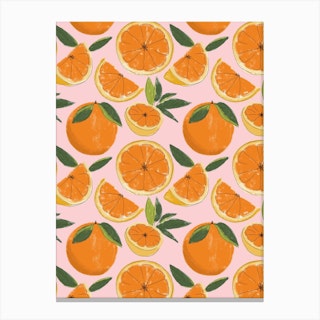 Juicy Oranges Pink Canvas Print