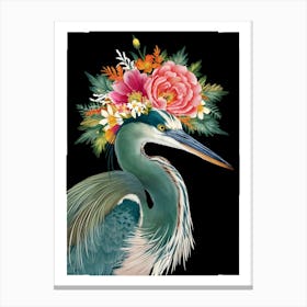 Bird With A Flower Crown Green Heron 1 Canvas Print