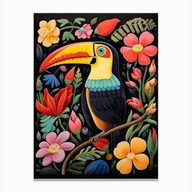 Folk Bird Illustration Toucan 2 Canvas Print